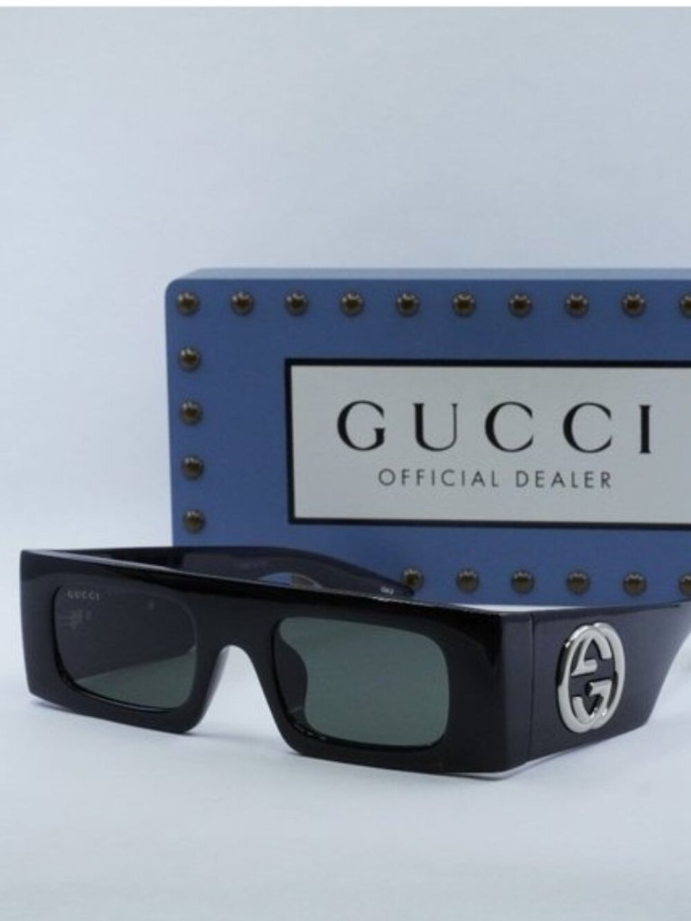 Gucci GG1646S 001 Rectangle Sunglasses - Black/Grey